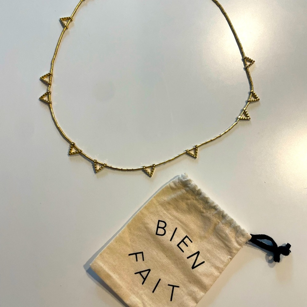 Madewell 14k gold filled long necklace with crystals - jewelry bag included.